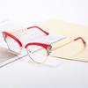 Sexy Ladies Cat Eye Myopia Glasses Clear Lens Anti Blue Light Red Frame Glasses Retro Diamond Rhinestone Eyeglasses Minus -1.75