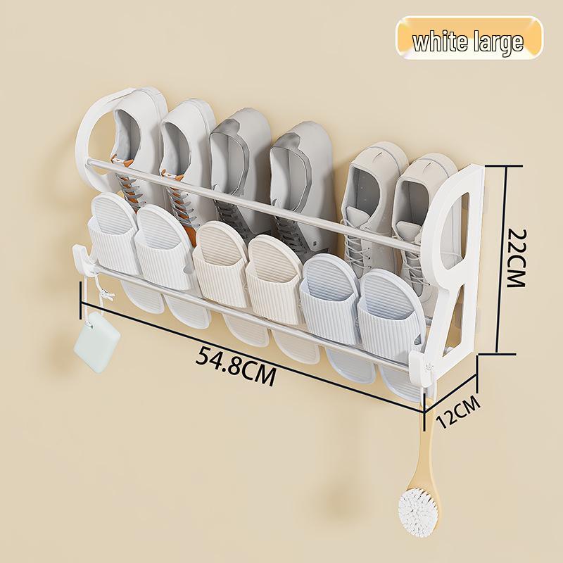 Wall-Mounted Hole-Free Shoe Rack: Simple, No-Installation, Multi-Layer Storage for Bathroom or Door