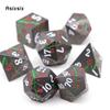 7 Pcs Black Flower Metal Dice Solid Metal Polyhedral Dice Set Suitable for Role-Playing RPG Board Game Card Game