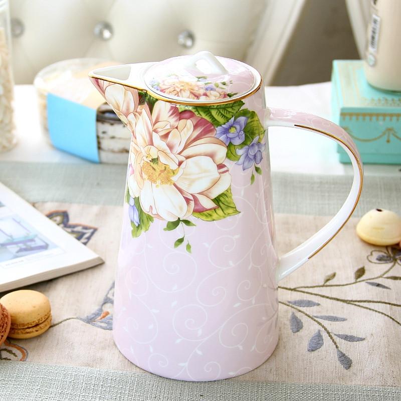Bule Europeu de Porcelana Óssea, Conjunto de Xícaras de Chá da Tarde Inglês, Cafeteira de Porcelana de Alta Qualidade, Chaleira Resistente ao Calor, 1000ml