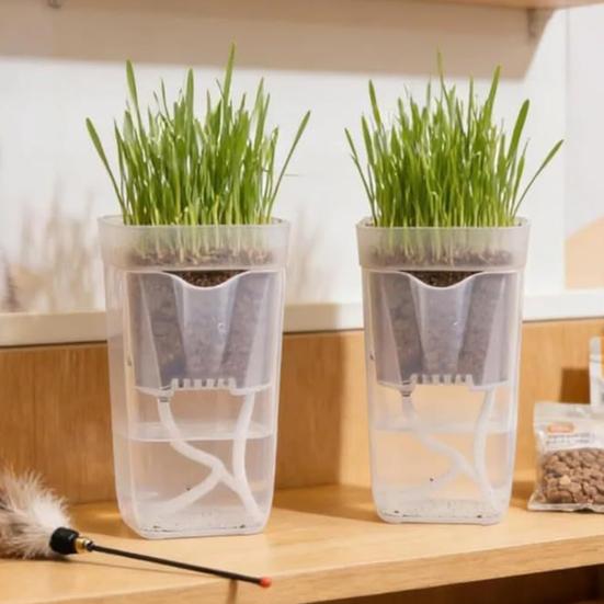 Mini Zelfwaterende Potten met Lont, Transparante Plastic Bloempotten met Drainagegaten & Waterniveau-indicator voor Kamerplanten Vermeerdering Zaaien
