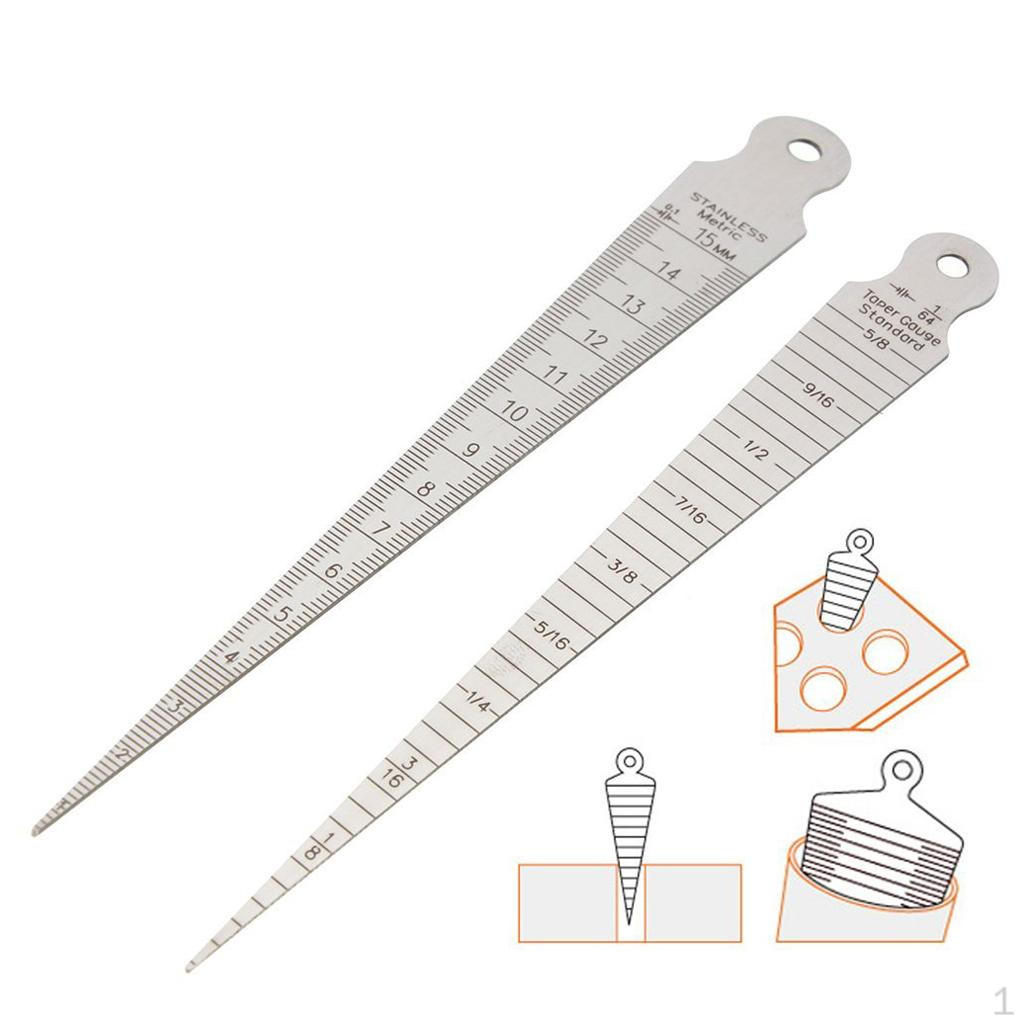 

1 60-мм клин, Діаметр отвору, Лінійка, Крок конусності, Вимірювальні інструменти, Сріблястий 1-15mm