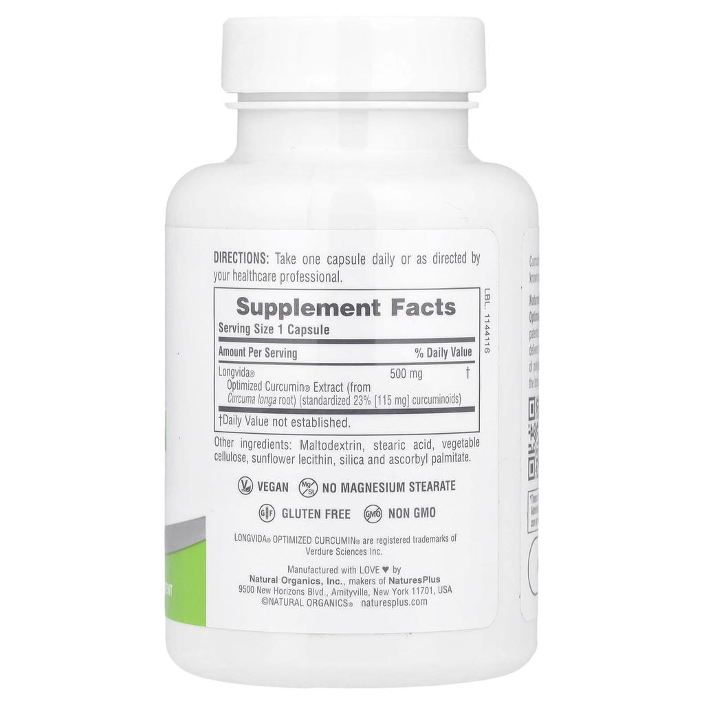 Pro Longvida®, Curcumin, 500Mg, 60 Capsules