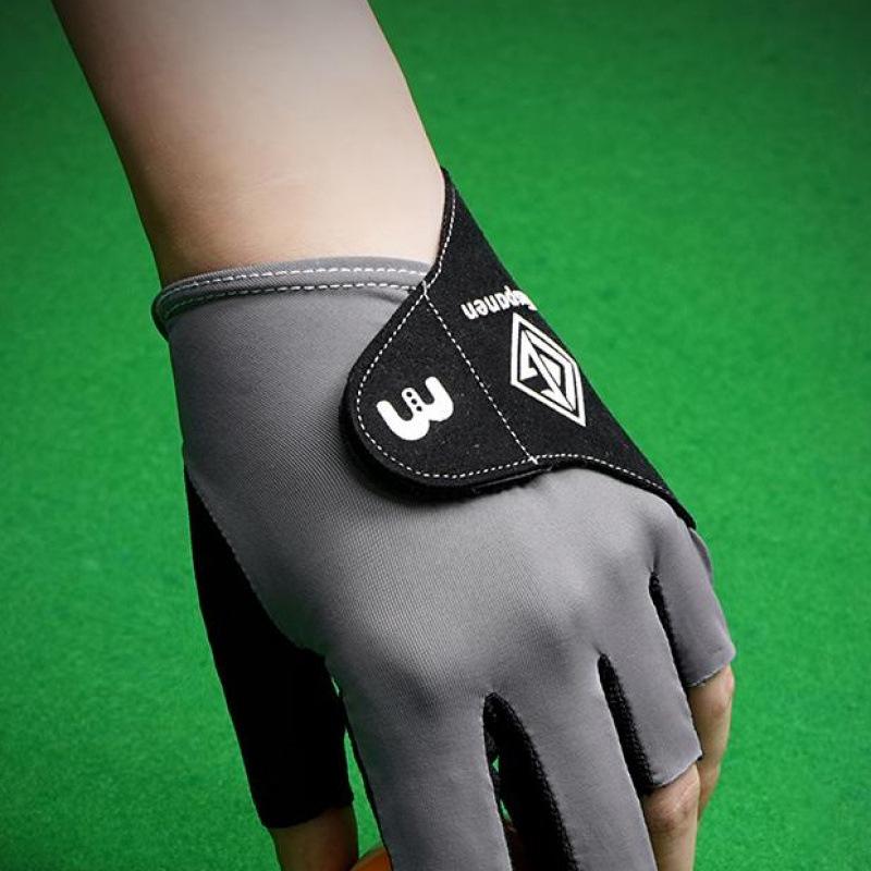 Men's Pink Fingerless Billiards Glove - Non-slip, Breathable, Stylish Three-finger Design, Blue Model