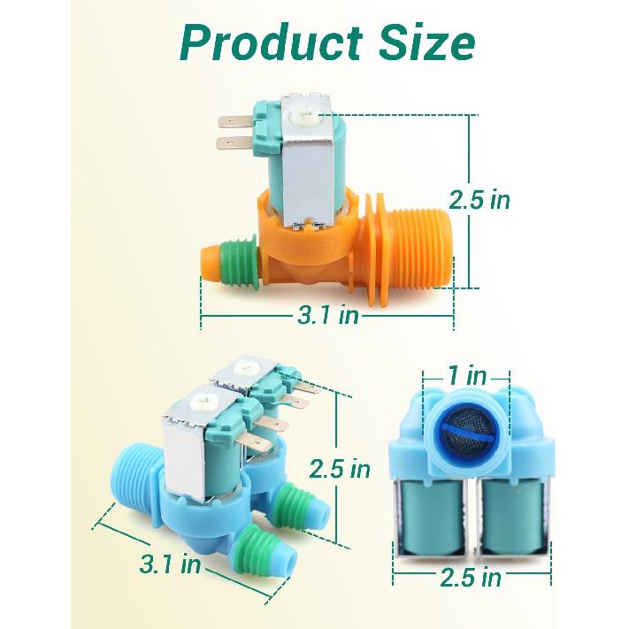 Inlet Valve Washer Cold & Hot Water Inlet Valve Fit for Samsung WA45N3050AW/A4 WA40J3000AW/A2-01 WA45T3200AW/A4-00 WA45M3100AW/A4-00 Replace