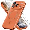 Case for iPhone 18 Pro Max, Anti-Scratch Silicone with Orange Magnetic Circle - 2 Tempered Glasses
