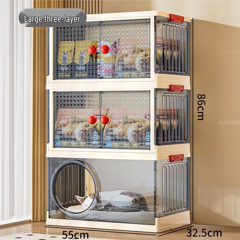 In-Stock Multi-layer Foldable Transparent Cat Bed & Toy Storage Cabinet