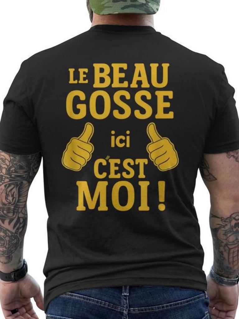 Unisex T-shirt Plus Size Handsome Guy Here Is Me - And Unique Humorous T-Shirt with Back Print, PLUS SIZE