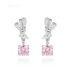 Sakura Pink Cubic Zirconia Bow Stud Earrings - Chic Style, Light Luxury, Versatile Fashion Accessory, Trendy Celebrity Charm for Women
