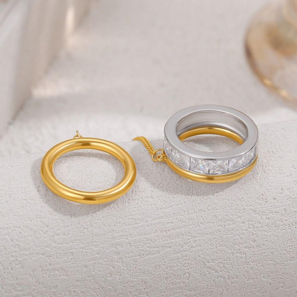 18K Gold Silver Stackable Finger Ring Zircon Hip Hop Jewelry Hand Accessories  for Party Daily Wear