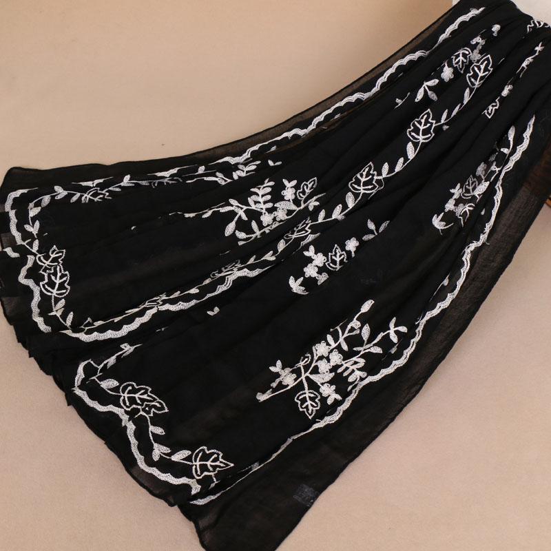 

Женский однотонный вискозный шарф с цветочной вышивкой, брендовый принт, шали и накидки, дамская пашмина, столы, мусульманский хиджаб, фуляры, шаль