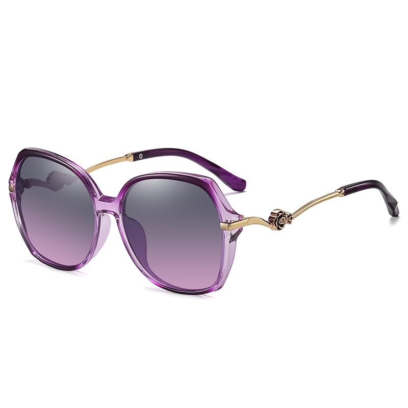 Polarisierte Sonnenbrille mit großem Rahmen, Farbwechsel-Sonnenbrille für Damen, modische Metallbrille