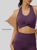 Pleated Yoga Halter: Detachable Chest Pad, Backless, Shockproof, High-Elastic Nylon Sports Tank Top
