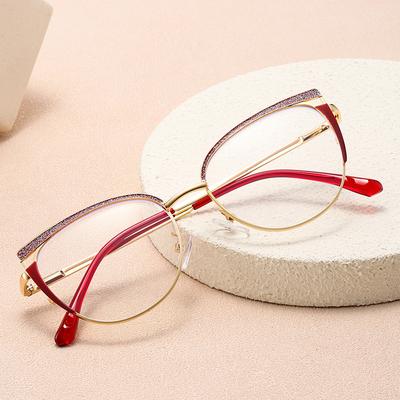 Fashion Metal Anti-blue Light Eyeglasses Frame Female Cat Eye Metal Open Ball Glasses Without Prescription Computer Goggles
