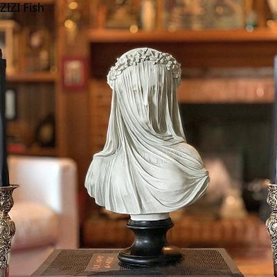 Kunstwerk Verschleierte Dame Charakter Harzskulptur Umhang Frau Figuren Porträt Statue Ornamente Wohnzimmer Dekoration Einrichtung