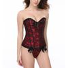 Korsett mit entbeinter Taille, sexy Korsett für Damen mit Schnürung, Taillenkorsett mit entbeinter Taille, Blumenmuster, Brokat-Überbrustkorsett für Damen, Abnehmen