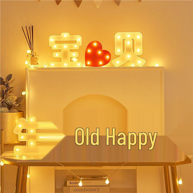 LED Happy Birthday Letter String Lights with Love Heart Props for Romantic Atmosphere and Event Decor