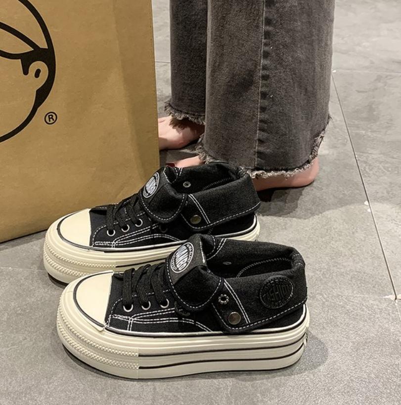 Fashion Women Platform Sneakers Lace-up Comfortable Canvas Shoes Fashion Outdoor Multi-functional Sports Vulcanize Shoes Tenis Feminino