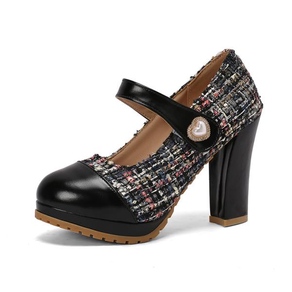 

Fashion 2025 Platform Heels Latest Women s Shoes With Straps Brief Pumps Shallow Mouth Sandals Ladies Round Toe New Buckle Spring Sweet 35