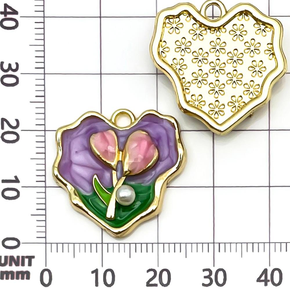 Heart & Flower Pendant Charms: Mixed 6 Colors Oil Drip Alloy for DIY Jewelry