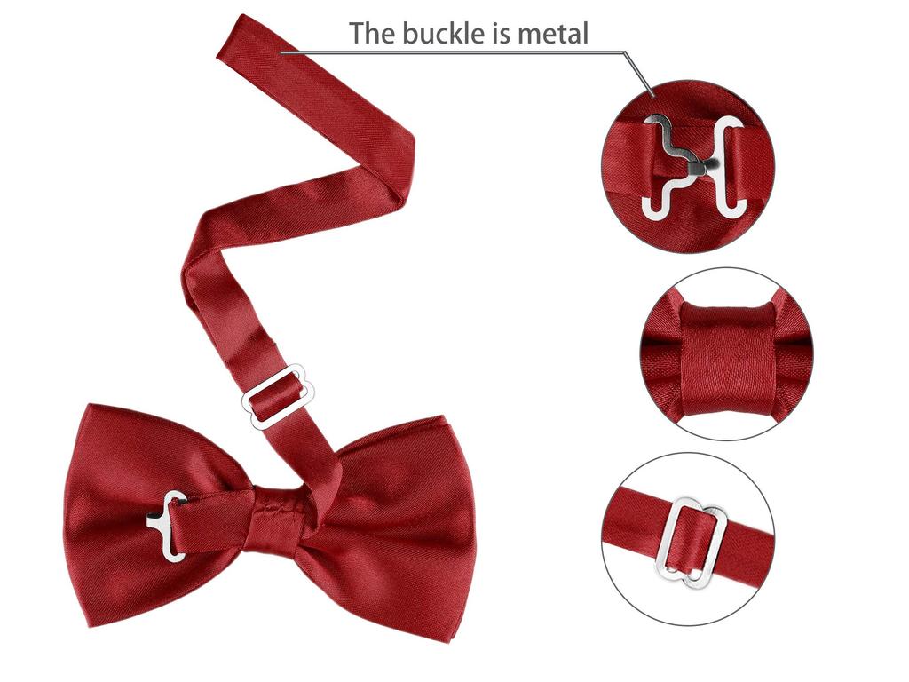 [Allegra K] Bow Tie, Formal Bow Tie, Ribbon, Wedding, Entrance Ceremony, Adult, Adjustable, Solid Color, Men's, Wine Red, Free Size