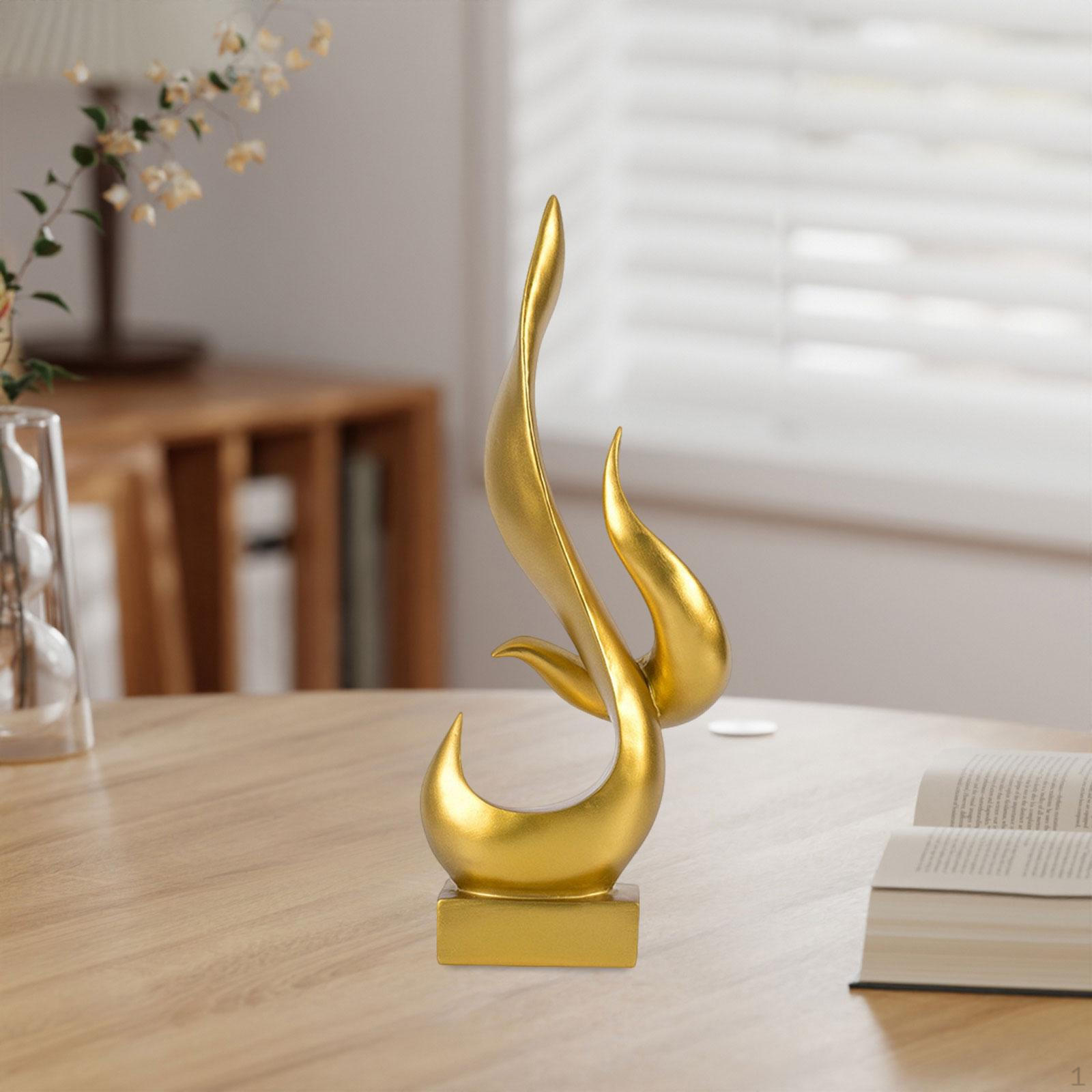 

Абстрактная фигурка пламени для настольной экспозиции, смоляная скульптура для гостиной и спальни золотой
