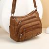 Durable Soft Leather Women's Bags Multi-Layer Pockets Classic Shoulder Bags Crossbody Tote Bag Middle Aged and Elderly