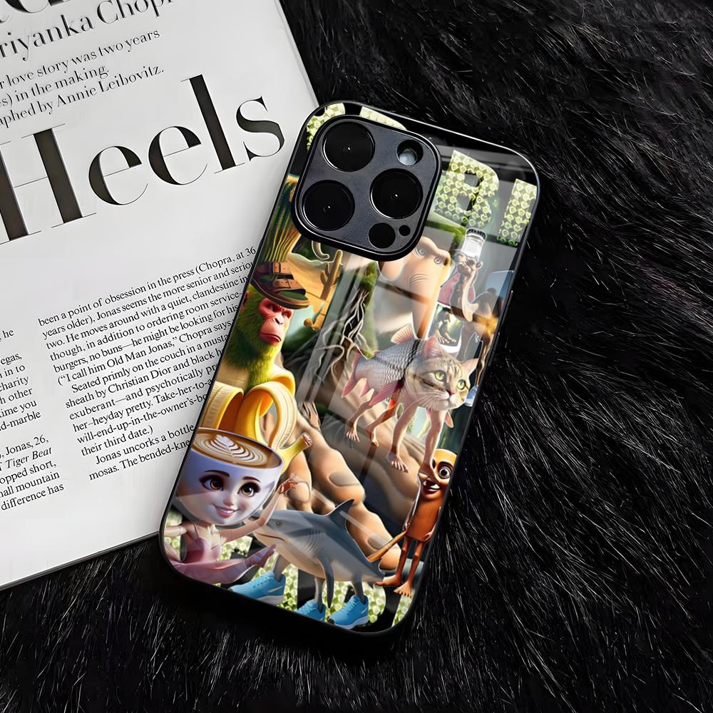 Animals Italian B-Brainrot Phone Case For IPhone 17 Air 16 E Pro Max 15 14 13 Mini 12 Pro 11 Max Plus Black Glass Cover