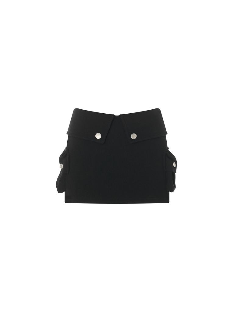 Iyussiti Pocket Folding Mini Skirt - Black