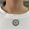 30mm Big Disco Charm Micro Pave Cubic Zirconia Nano Turquoise Bohemia Necklace