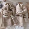 Pocket scarf women's autumn and winter plaid striped wool blend versatile student couple warm scarf dual-purpose tide