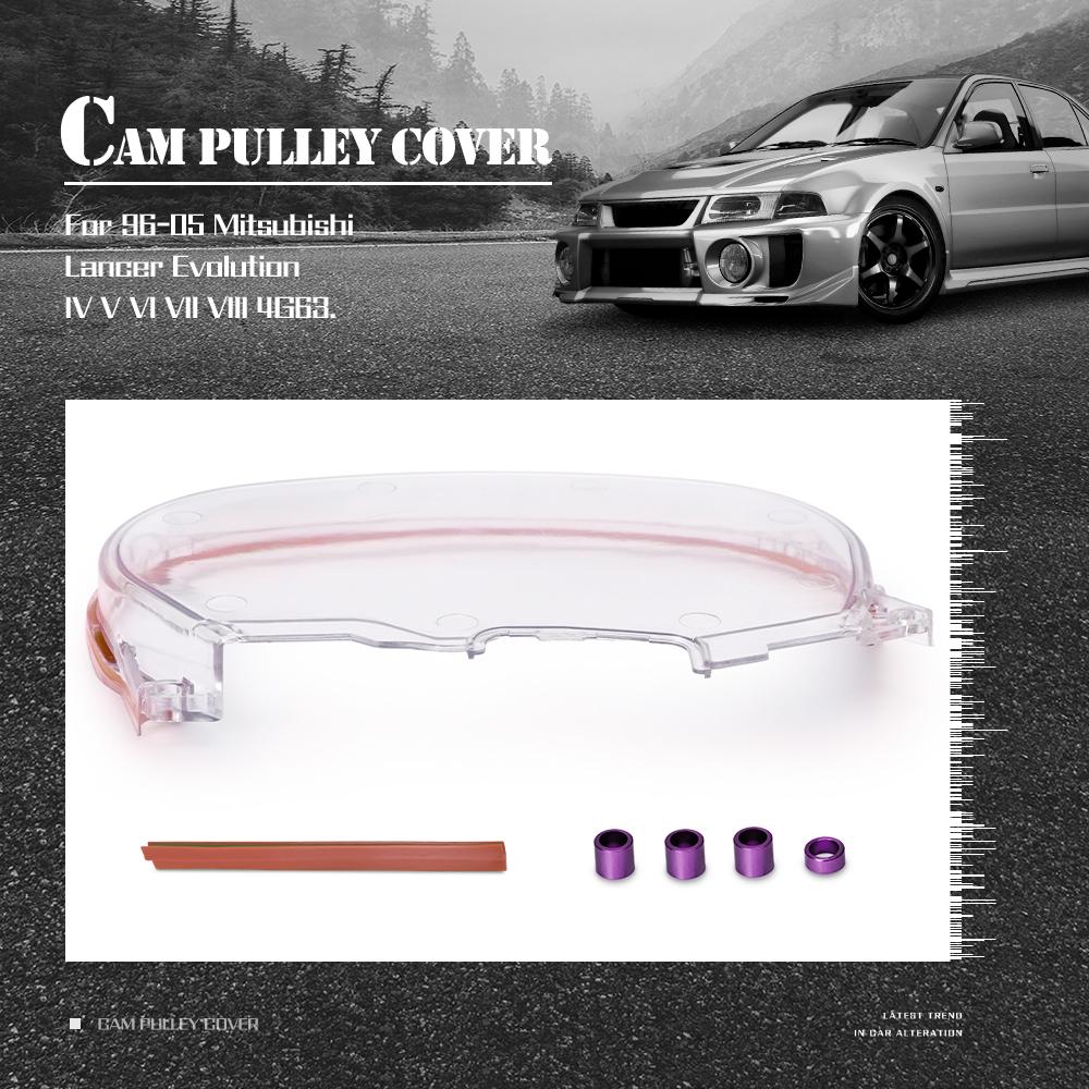 Timing Belt Cover Turbo Cam Pulley Clear Cam Gear Cover For 96-05 Mitsubishi Evolution Lancer EVO4-8 4G63 WLR6338