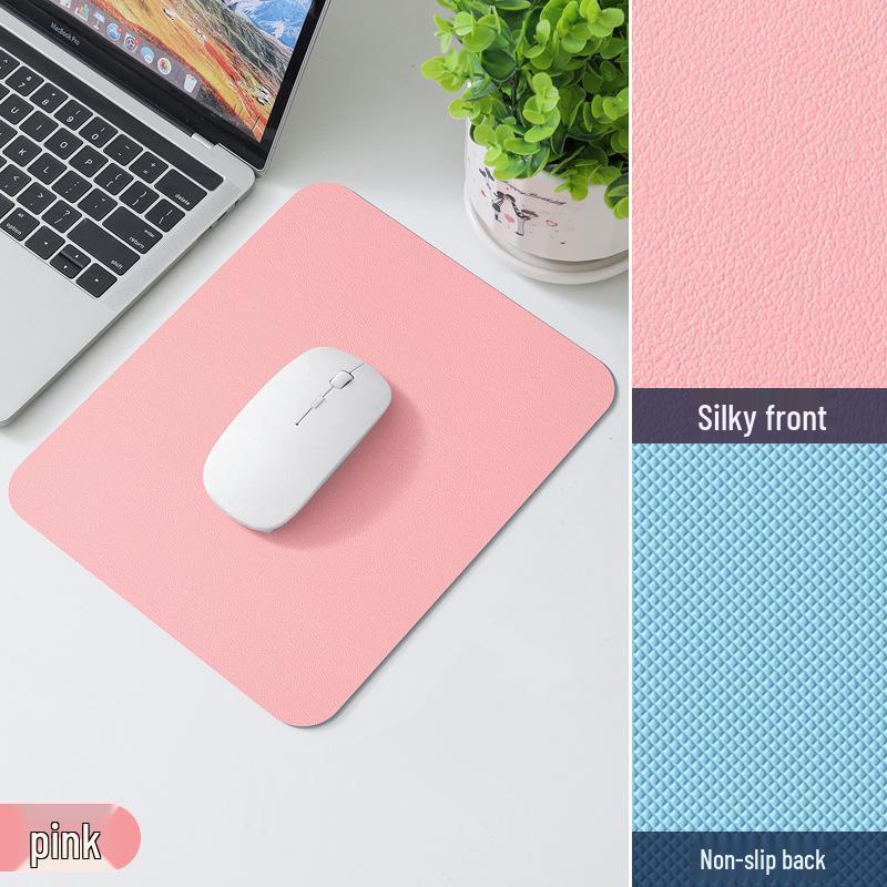 Solid Color Non-Slip Leather Mouse Pad for Girls – Small Desk Mat for Laptops & Office
