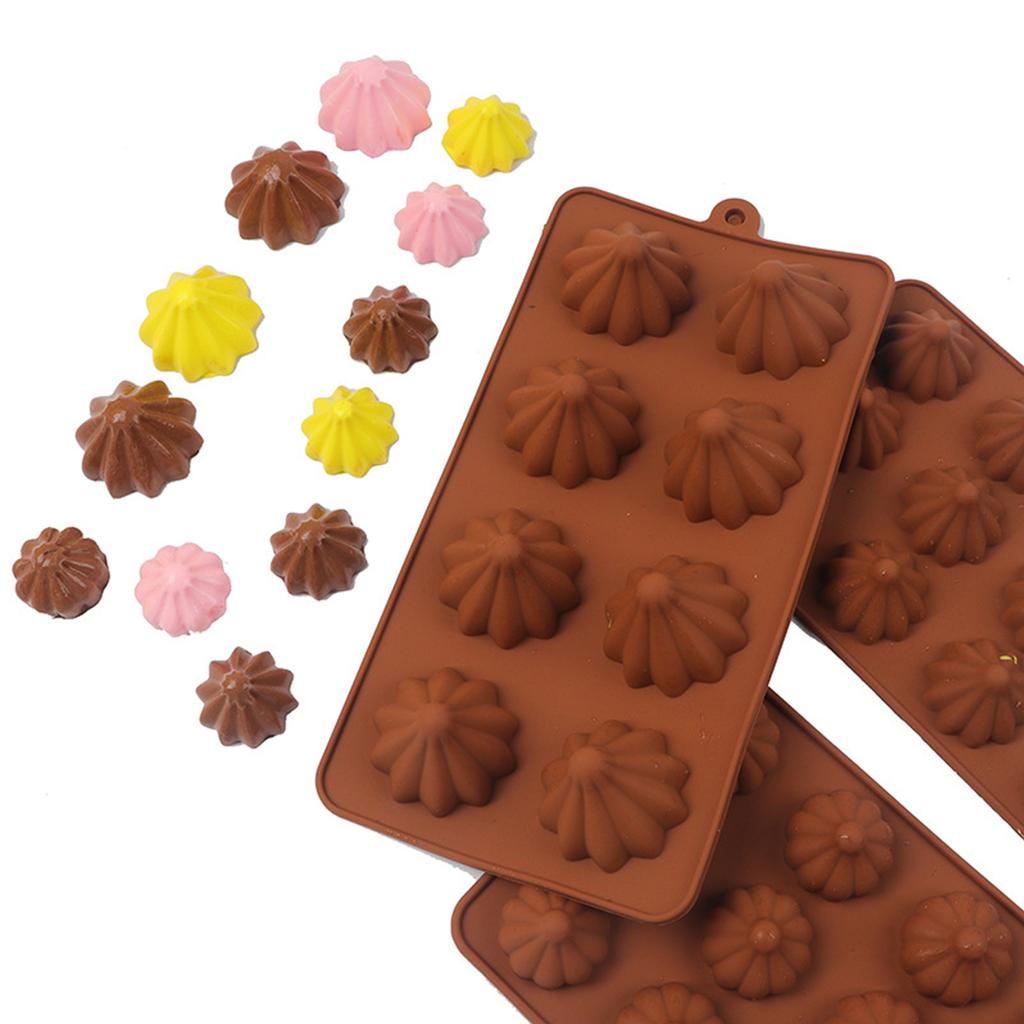 15 Cells Flower-Shaped Chocolate Ice Mold Silicone Cake Decor Mold DIY Baking To