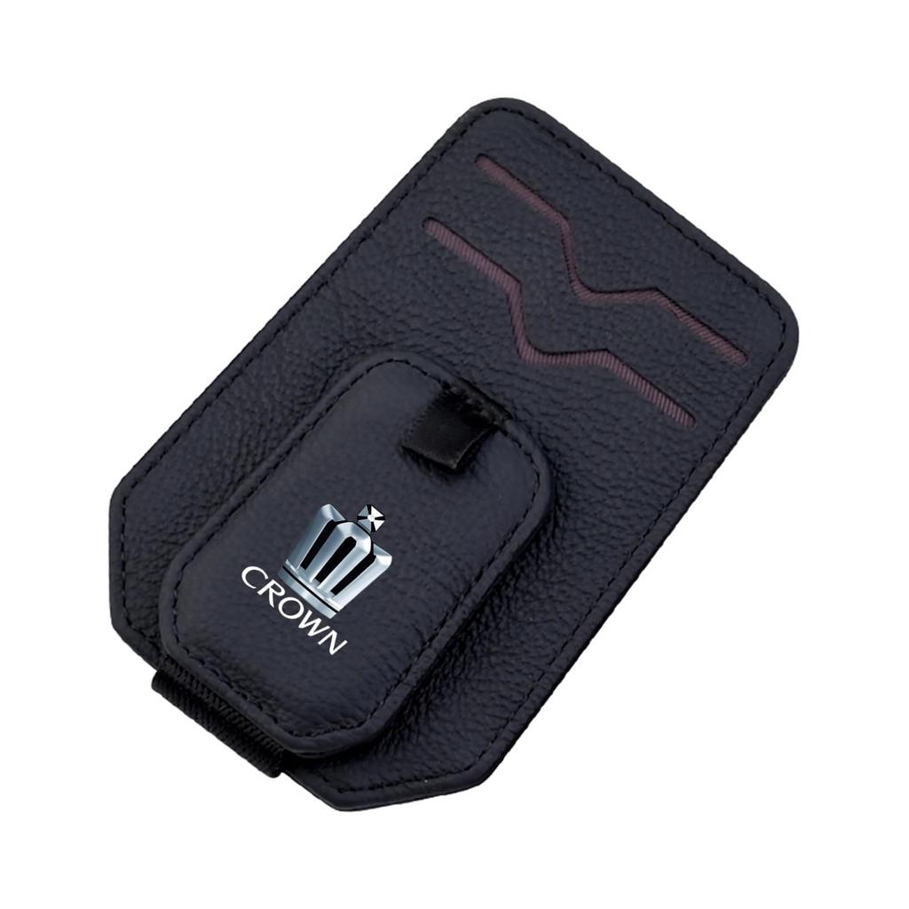 Fumezu Car Sunglasses Clip Compatible with Crowns and Leather Car Sun Convenient Car Holds Glasses and Includes Card Pockets and Magnetic Ideal for