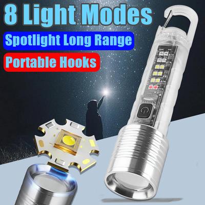 Mini Taschenlampe Schlüsselanhänger Super Hell Zoom Wiederaufladbare Taschenlampe Outdoor Notfall Camping Angeln Arbeitsleuchten UV Tiki Lampe