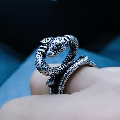 Double-headed Snake Opening Zodiac Snake Shape Retro Trendy Food Jewelry Ring
