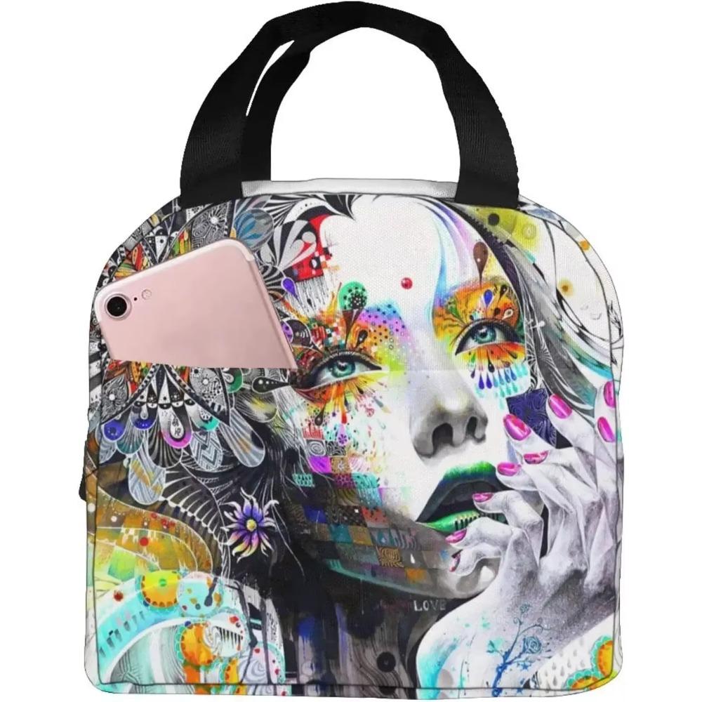 Stars Moon Black Lunch Bag Insulated Tote Cooler for Women Kids Girls, Small Lunch Box Reusable Freezable Aesthetic Bag