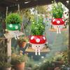 Swing Mushroom Hanging Planter Cartoon Mushroom Flower Pot Resin Succulents Planter