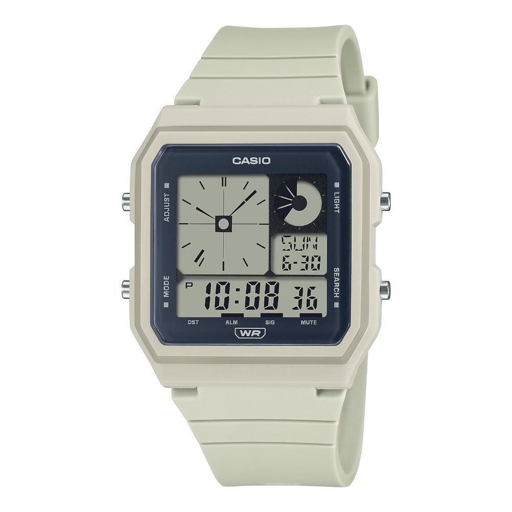 Casio Digital Watch with Storage and Beige Resin and Entrance Case, Men's, Women's, Kids' Unisex, Band, Age