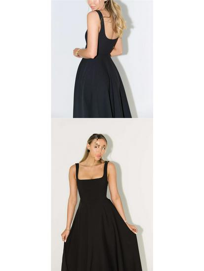 Slim Fit Strappy Midi Dress - Sexy Solid Color, Simple Style