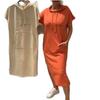 Summer New European and American Casual Solid Color Short-sleeved Pocket Hooded Dress Women's Clothing