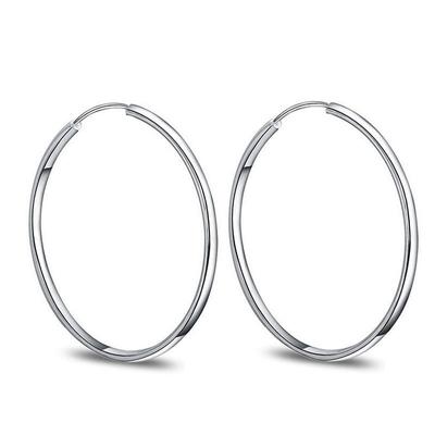 925 Silber 30 mm 50 mm 60 mm glatter Creolen-Ohrring für Frauen und Mädchen, Charm-Schmuck, Geschenk