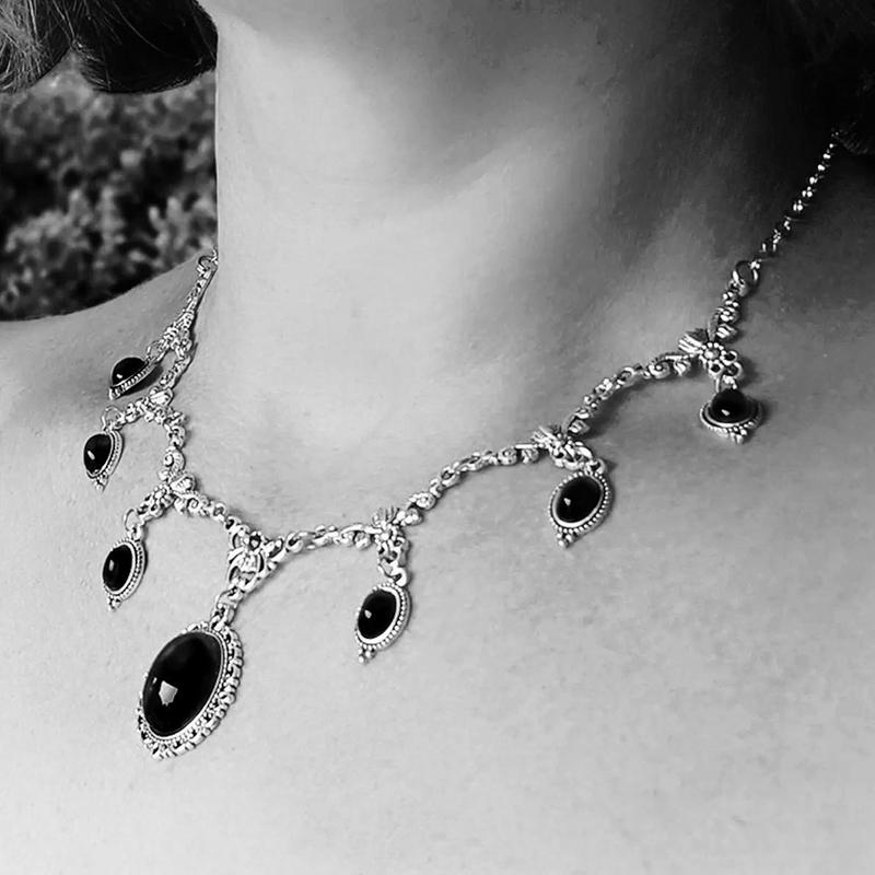 Vampyr Cameo Choker, Gotiske smykker, Victoria, Retro, Sommerfugl, Bloddråpe, Pagan, Hekseri, Alternativ, Halskjede for kvinner