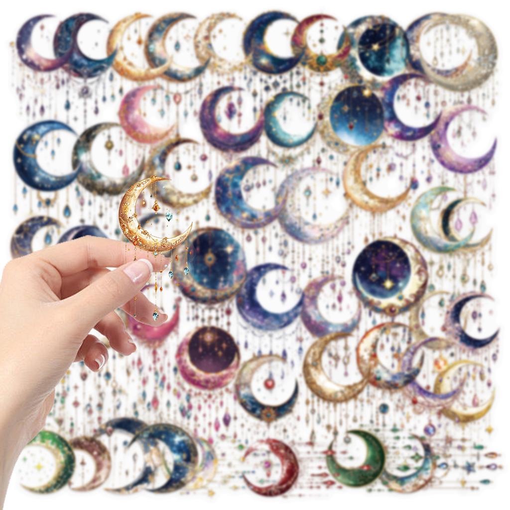 50 Transparent Cartoon Dreamy Galaxy Sticker Pack Waterproof Transparent PET Manual Material Decorative Guitar Notebook