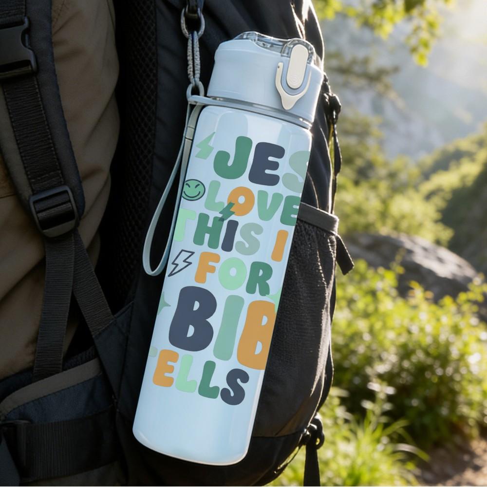1PC Jesus The Lion Tells Me So Quote Print 750ml Color Plastic Sports Water Bottle Leakproof Flip Straw Lid Suitable for Sports Office Home Use