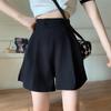 2024 Herbst/Winter Damen High Waist Schwarz Weitbeinige Anzugshorts - Schlankmachend, Trendig, Freizeitkleidung