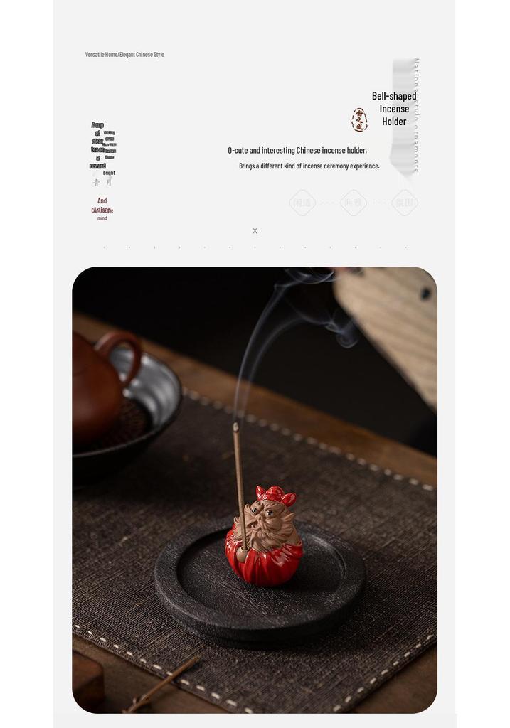Zhong Kui Ceramic Incense Burner and Holder for Indoor Use - Tea Table Ornament