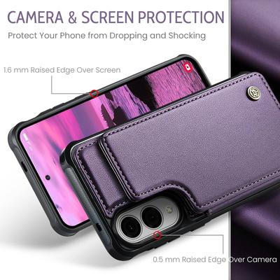 For Samsung Galaxy S25 Edge Case with Card Holder, Wallet Case with RFID Blocking, Durable Leather Kickstand Magnetic Clasp Case