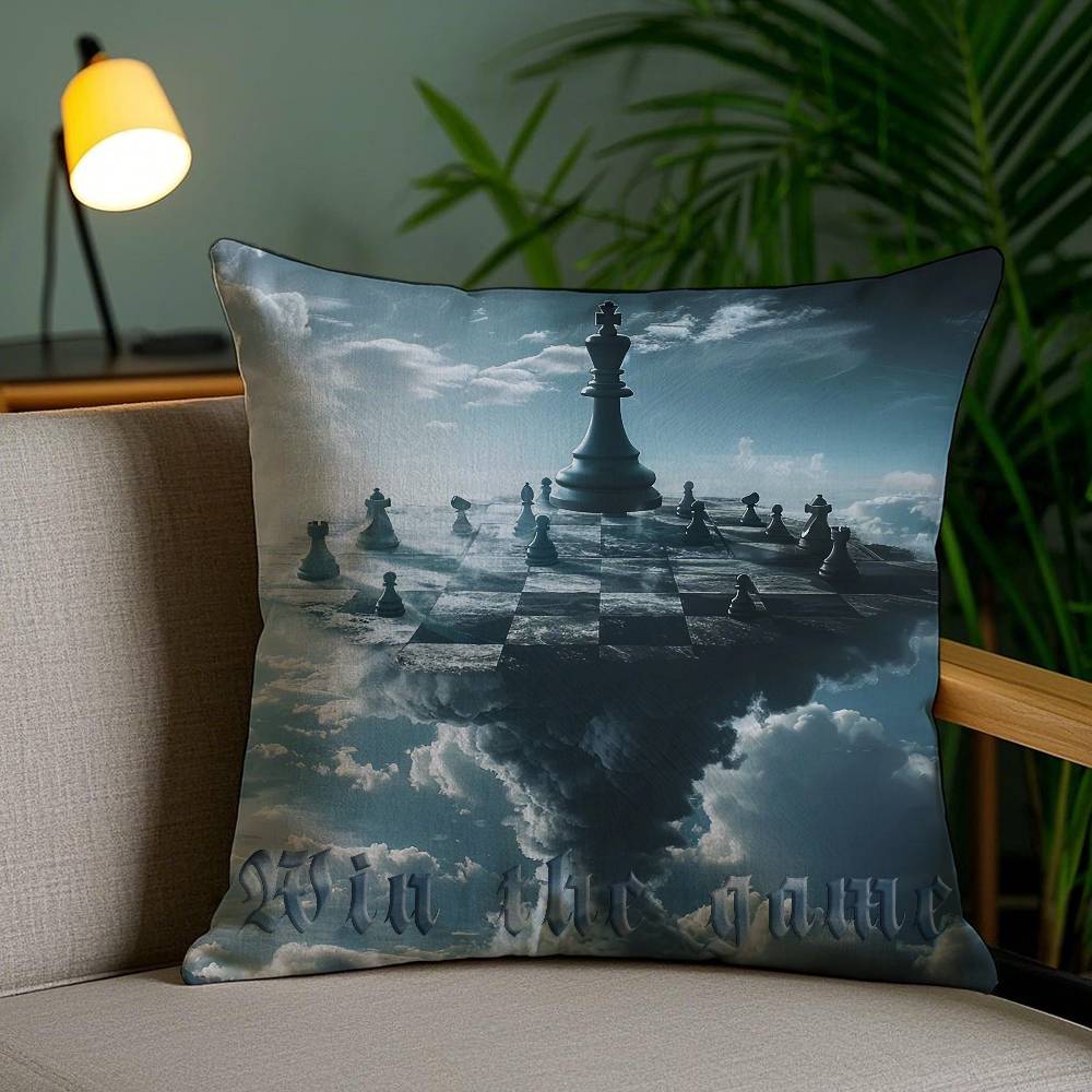 Classic Chess Pillow Case Office Sofa Dorm Chair Back Short Plush Double-sided Printing Home  Cushion Cover